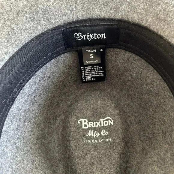 Brixton Unisex Wesley Fedora Size Small 7 Gray Wool & Leather Timeless Classic - Picture 6 of 9